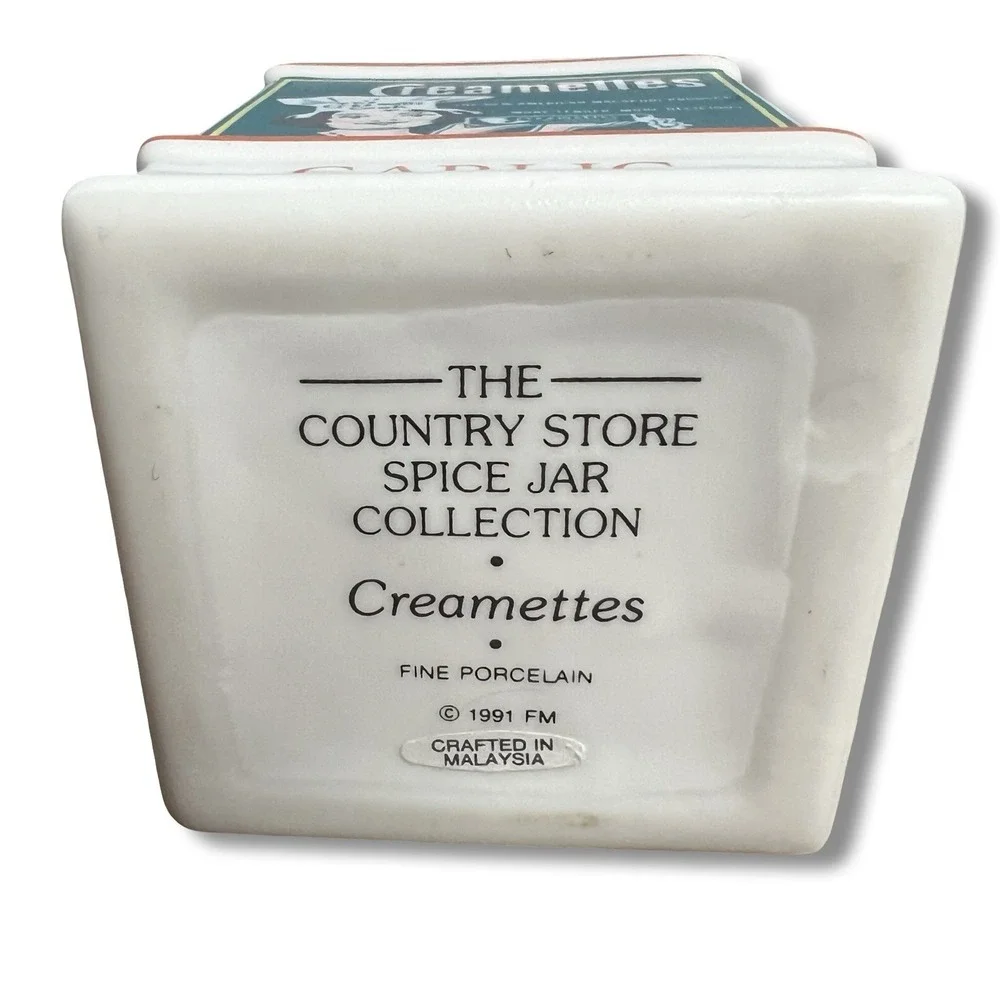 Country Store Spice Jar Collection - Porcelain - Vintage - Garlic